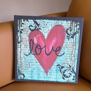 Heart Art Canvas with Love Text